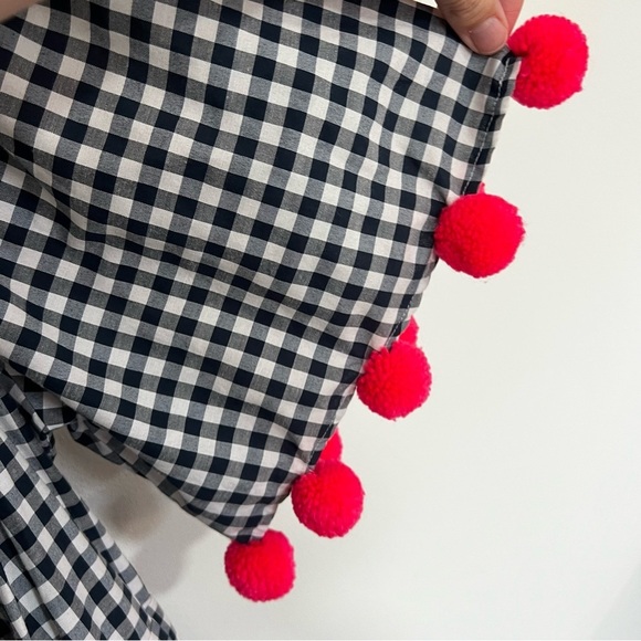 Sundress Alena Gingham Pom Pom Off Shoulder High Low Dress - Picture 9 of 14